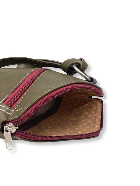 FLUID medium triangular bag / rucksack (greens & pinks)