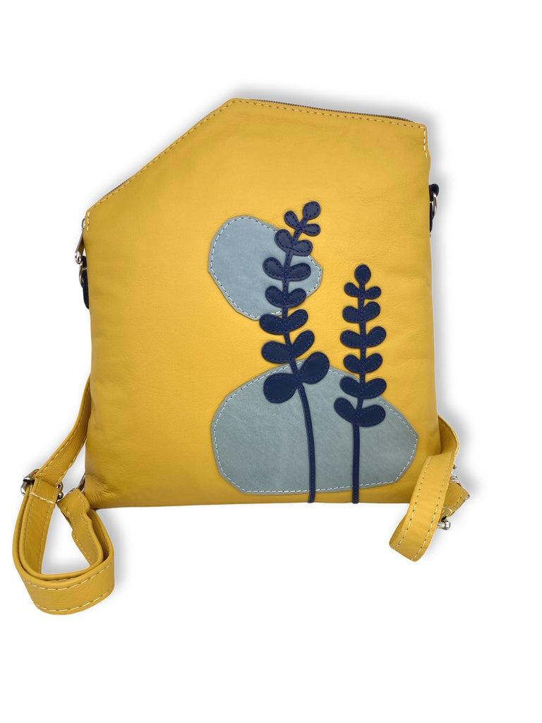 GRASS medium triangular bag / rucksack (yellow/blue/navy)