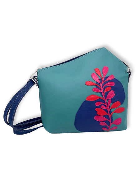 BRANCH medium/small triangular bag (aqua/navy & red/pink)