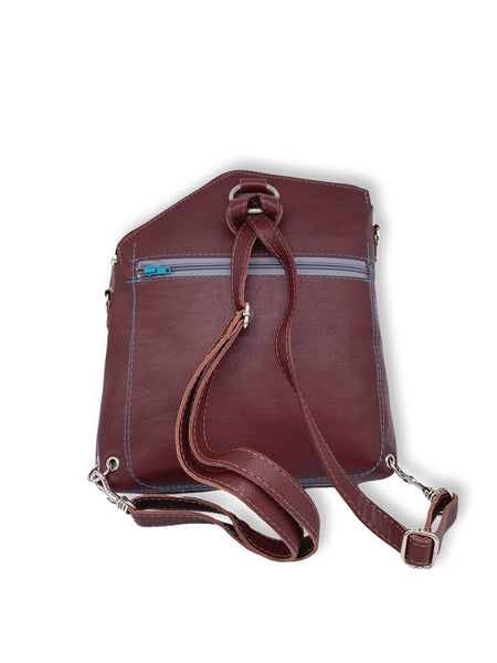 GRASS medium triangular bag / rucksack (brown/grey/teal)