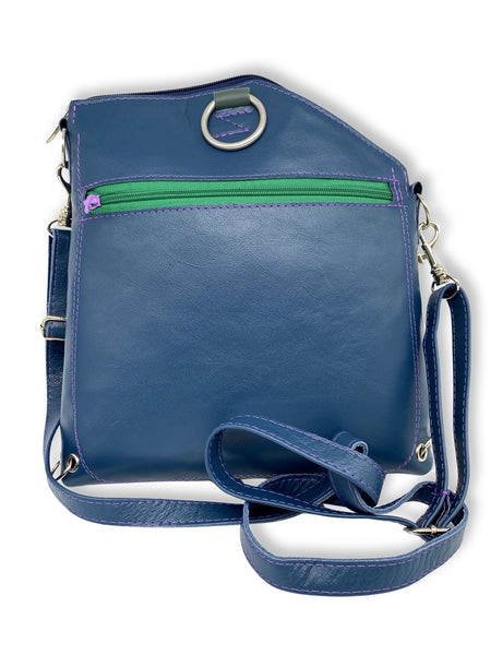 GRASS medium triangular bag / rucksack (blue / green / purple)