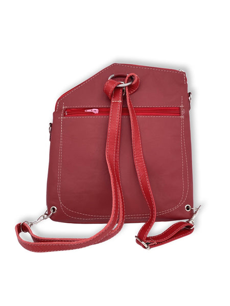 FLUID medium triangular bag / rucksack (reds, orange & pink)