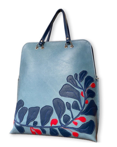 WINTER BERRIES      large bag / rucksack      (Light blue, navy & red)