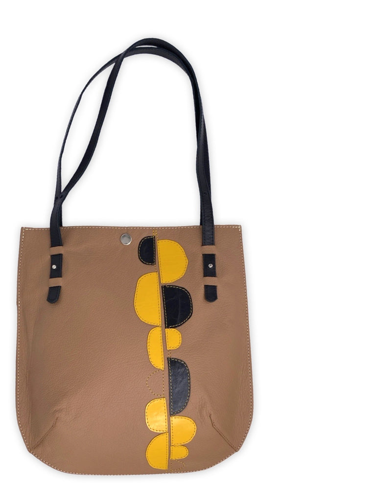Round TOTE with SHAPES (beige/ yellow/ black)