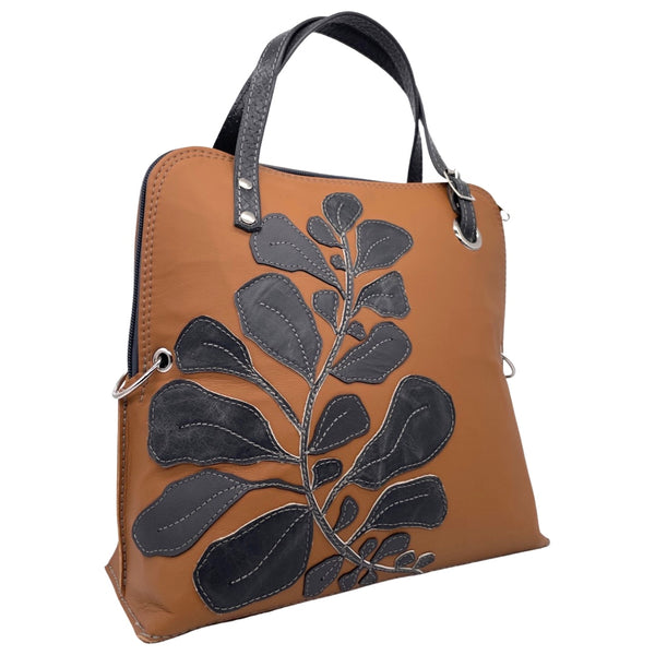 FIG LEAVES medium bag (tan & grey)