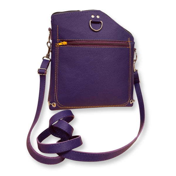 GRASS medium triangular bag / rucksack (purple/yellow)