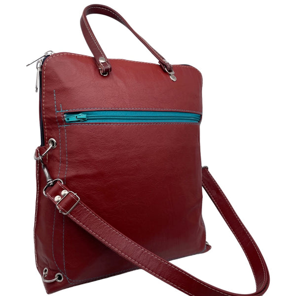 FIG LEAVES      large bag / rucksack      (brown & teal)