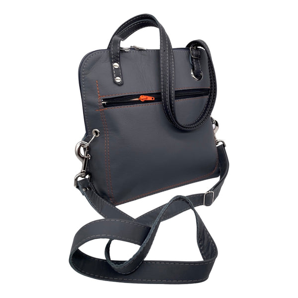 FIG LEAVES medium bag (grey & orange/red)