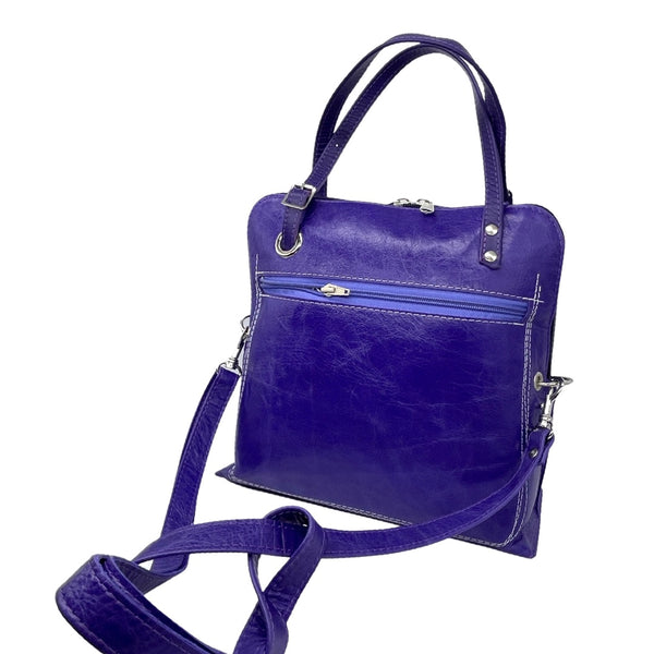 FIG LEAVES medium bag (purple blue & cream)