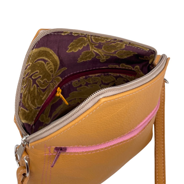 GRASS small triangular bag (mustard yellow, pink & grape)