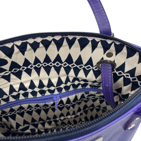 FIG LEAVES medium bag (purple blue & cream)