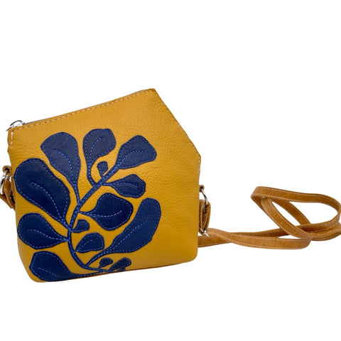 FIG LEAVES Xsmall triangular bag (yellow & navy)