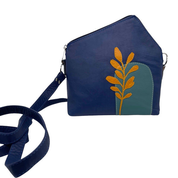 GRASS small triangular bag (blue, teal & yellow)
